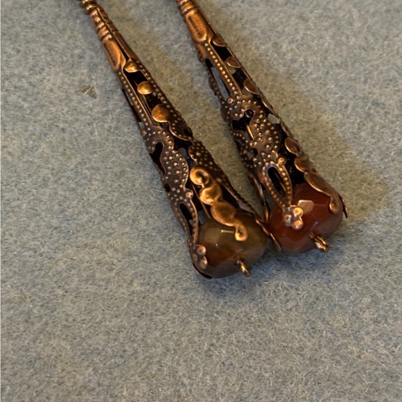 Elegant copper filigree  Dangle Earrings - Picture 5 of 5